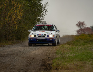 Wracający do rywalizacji w Motul HRSMP Marcin Grzelewski i Krzysztof Niedbała (Ford Sierra Cosworth 4x4), byli trzecią najszybszą załoga 66. Rajdu Wisły (fot. Jakub Rozmus)